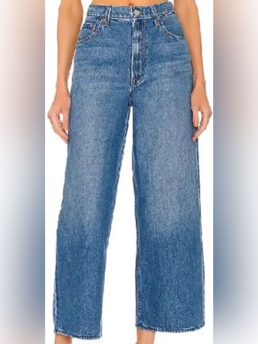 Mother Snacks! Jeans Retro High Rise Wide Leg Fun Dip Ankle 100% Cotton 27